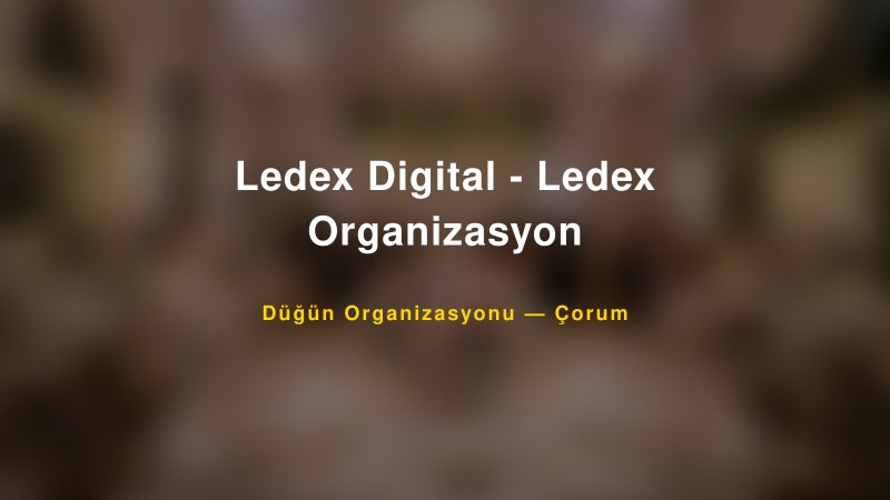 Ledex Digital - Ledex Organizasyon — Çorum Kır Düğünü Mekanı Rehberi